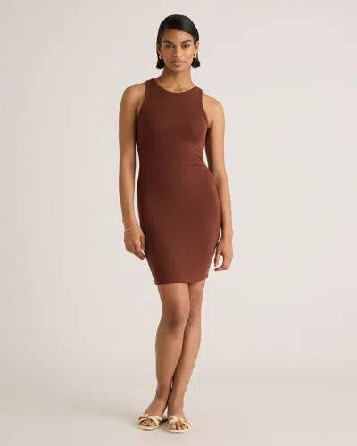 Quince Women's Tencel Rib Knit Sleeveless Mini Dress In Brown