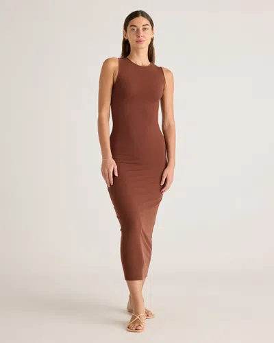 Quince Women's Tencel Rib Knit Tank Top Midi Dress In Brown