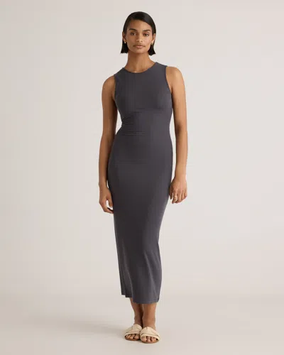 Quince Women's Tencel Rib Knit Tank Top Midi Dress In Gray