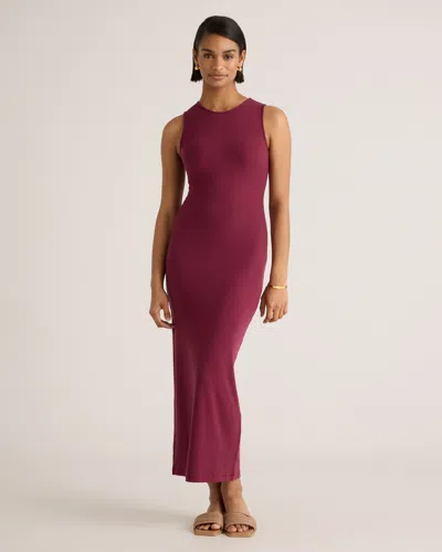 Quince Women's Tencel Rib Knit Tank Top Midi Dress In Wine