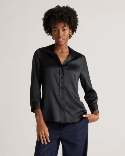 Quince Women's Three-quarter Sleeve Shirt In Black