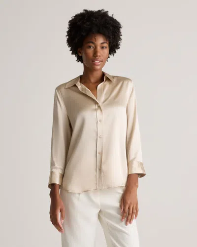 Quince Women's Three-quarter Sleeve Shirt In Champagne