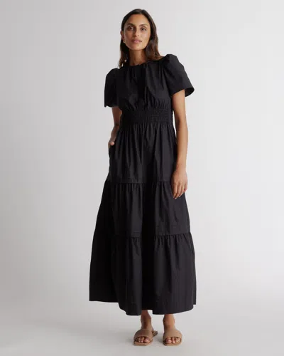 Quince Women's Poplin Tiered Maxi Dress In Black