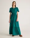 Quince Women's Poplin Tiered Maxi Dress In Garden Green