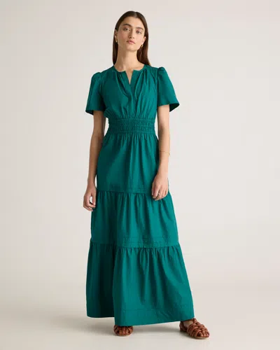 Quince Women's Poplin Tiered Maxi Dress In Garden Green