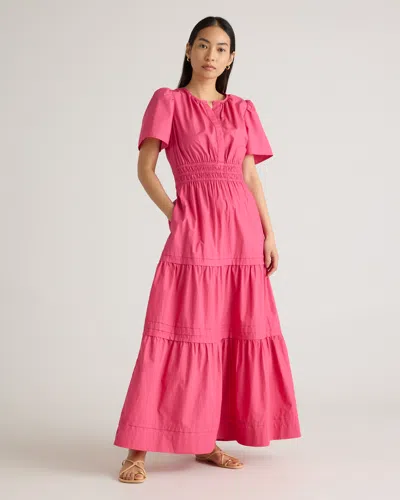 Quince Women's Tiered Maxi Dress In Lipstick Pink