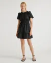 Quince Women's Poplin Tiered Mini Dress In Black