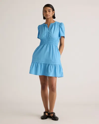 Quince Women's Tiered Mini Dress In Cornflower Blue
