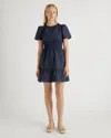 Quince Women's Poplin Tiered Mini Dress In Navy