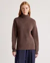 Quince Women's Turtleneck Sweater In Heather Brown