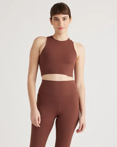 Quince Women's Ultra-form High-neck Cropped Tank Top In Chocolate