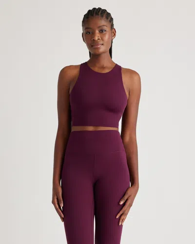 Quince Women's Ultra-form High-neck Cropped Tank Top In Plum