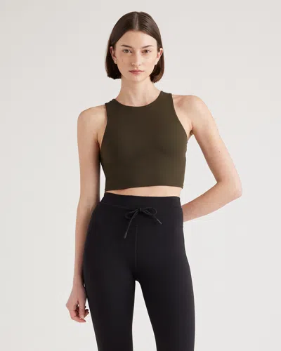 Quince Women's Ultra-form High-neck Cropped Tank Top In Smokey Olive