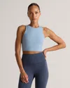 Quince Women's Ultra-form High-neck Cropped Tank Top In Spa Blue
