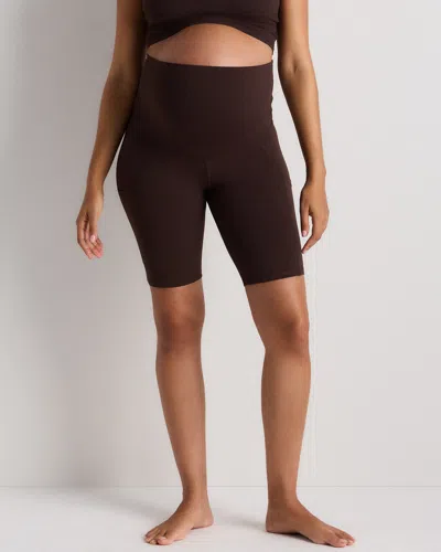 Quince Women's Ultra-form Maternity Pocket Bike Short 9" In Brown