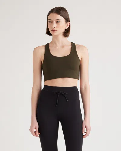 Quince Women's Ultra-form Scoop Neck Longline Bra In Smokey Olive