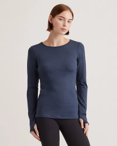 Quince Women's Ultra-soft Fitted Long Sleeve Top In Heather Navy