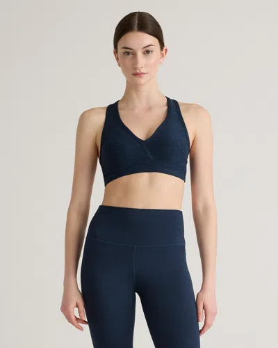 Quince Women's Ultra-soft V-neck Racerback Bra In Heather Navy