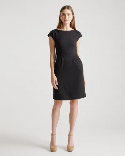 Quince Women's Ultra-stretch Ponte Cap Sleeve Dress In Black