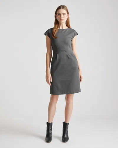 Quince Women's Ultra-stretch Ponte Cap Sleeve Dress In Charcoal