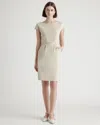 Quince Women's Ultra-stretch Ponte Cap Sleeve Dress In Ecru