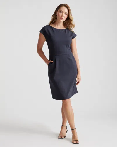 Quince Women's Ultra-stretch Ponte Cap Sleeve Dress In Navy