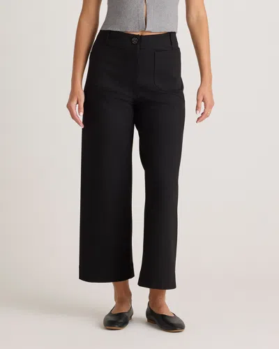 Quince Women's Ultra-stretch Ponte Cropped Wide Leg Pants In Black