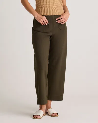 Quince Women's Ultra-stretch Ponte Cropped Wide Leg Pants In Olive
