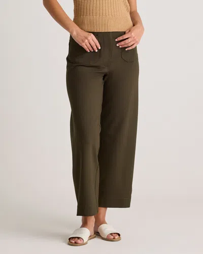 Quince Women's Ultra-stretch Ponte Cropped Wide Leg Pants In Brown