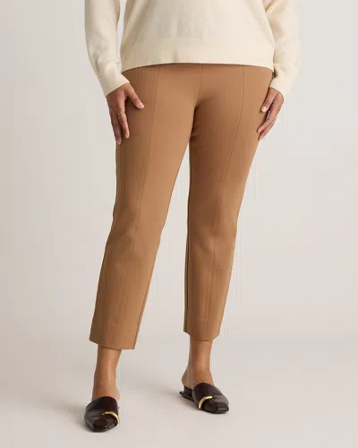 Quince Women's Ultra-stretch Ponte Pintuck Ankle Pants In Roasted Pecan
