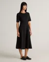Quince Women's Ultra-stretch Ponte Short Sleeve Midi Dress In Black