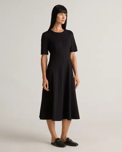 Quince Women's Ultra-stretch Ponte Short Sleeve Midi Dress In Black