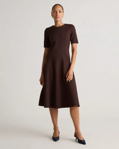 Quince Women's Ultra-stretch Ponte Short Sleeve Midi Dress In Espresso