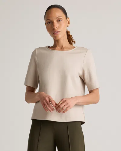 Quince Women's Ultra-stretch Ponte Short Sleeve Top In Neutral