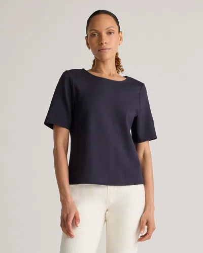 Quince Women's Ultra-stretch Ponte Short Sleeve Top In Navy