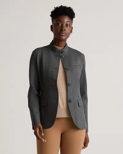 Quince Women's Ultra-stretch Ponte Stand Collar Blazer In Charcoal