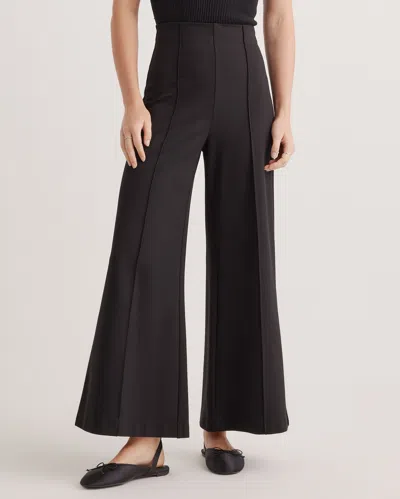 Quince Women's Ultra-stretch Ponte Super Wide Leg Ankle Pants In Black