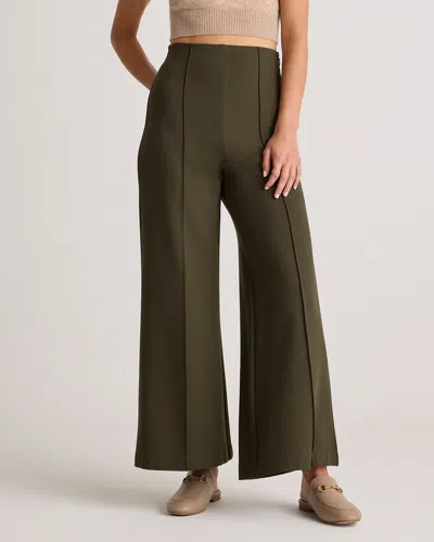Quince Women's Ultra-stretch Ponte Super Wide Leg Ankle Pants In Olive