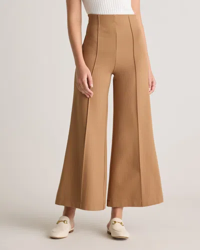 Quince Women's Ultra-stretch Ponte Super Wide Leg Ankle Pants In Roasted Pecan