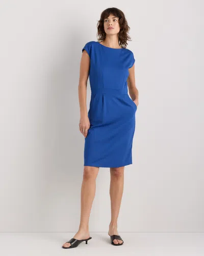 Quince Women's Ultra-stretch Ponte Cap Sleeve Dress In Blue