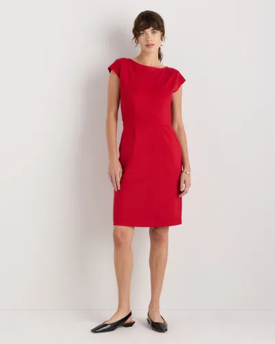 Quince Women's Ultra-stretch Ponte Cap Sleeve Dress In Red