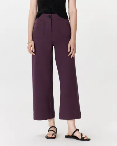Quince Women's Ultra-stretch Ponte Cropped Wide Leg Pants In Dark Orchid Purple