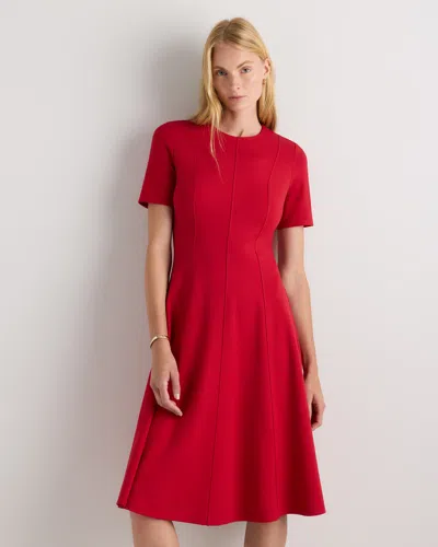 Quince Women's Ultra-stretch Ponte Short Sleeve Midi Dress In Red