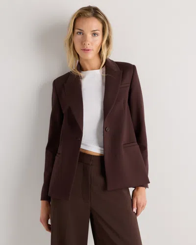 Quince Women's Ultra-stretch Ponte Single-breasted Blazer In Brown