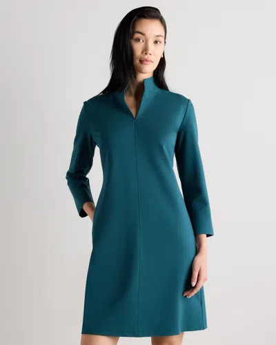 Quince Women's Ultra-stretch Ponte Split Neck Mini Dress