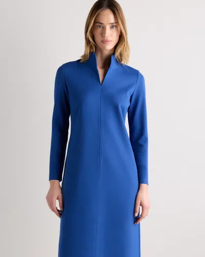 Quince Women's Ultra-stretch Ponte Split Neck Mini Dress