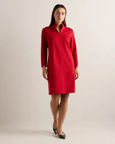 Quince Women's Ultra-stretch Ponte Split Neck Mini Dress In Red