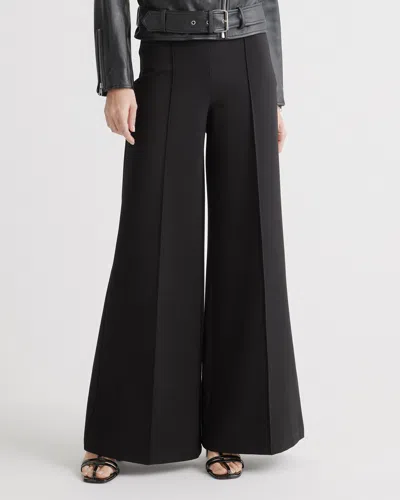 Quince Women's Ultra-stretch Ponte Super Wide Leg Pants In Black