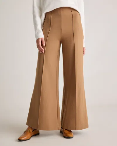 Quince Women's Ultra-stretch Ponte Super Wide Leg Pants In Roasted Pecan