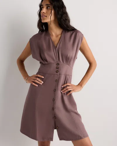 Quince Women's Vintage Wash Tencel Button Front Dress In Brown